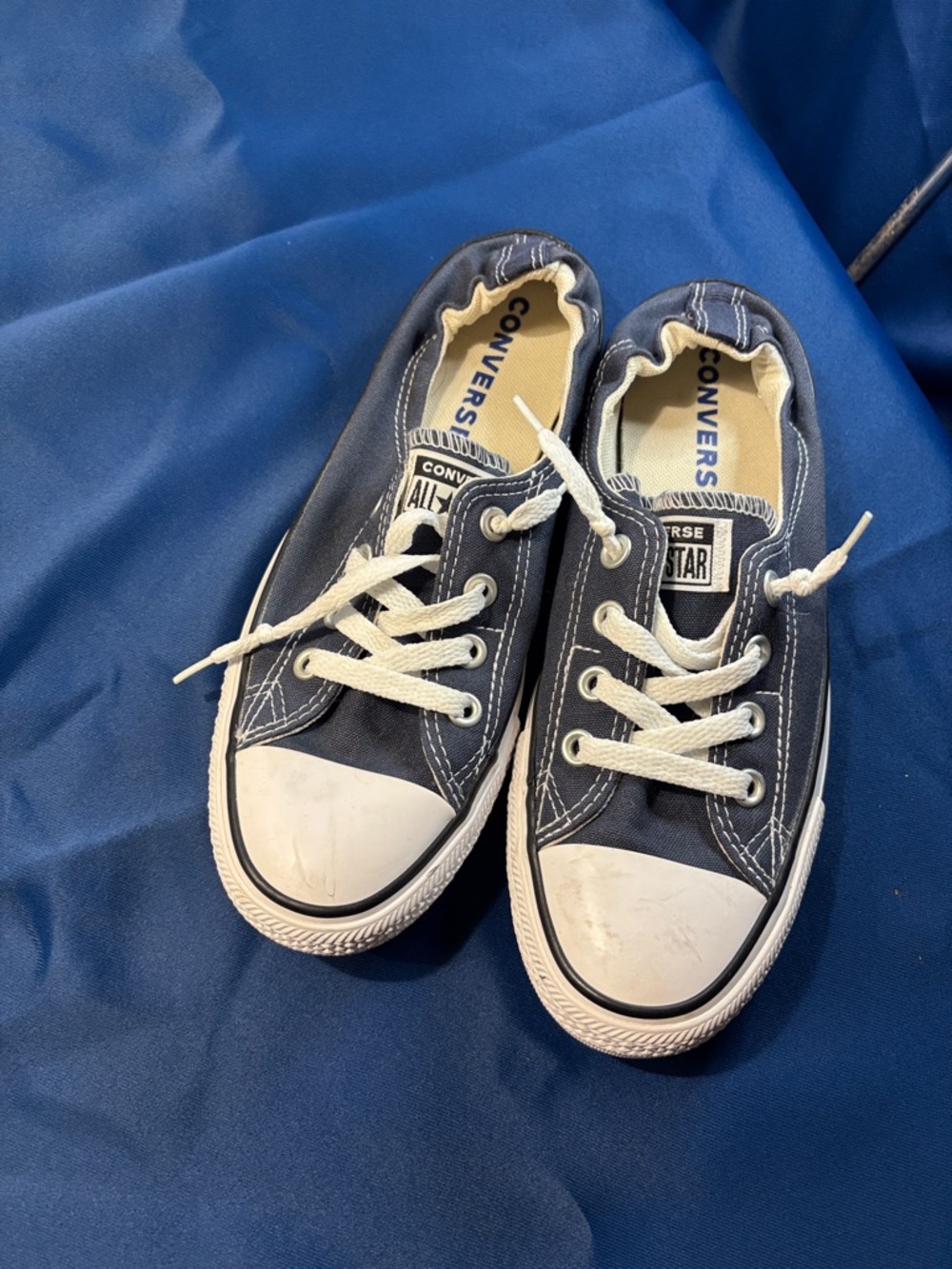 Converse Women’s Navy Canvas Low Top Sneakers with White Trim